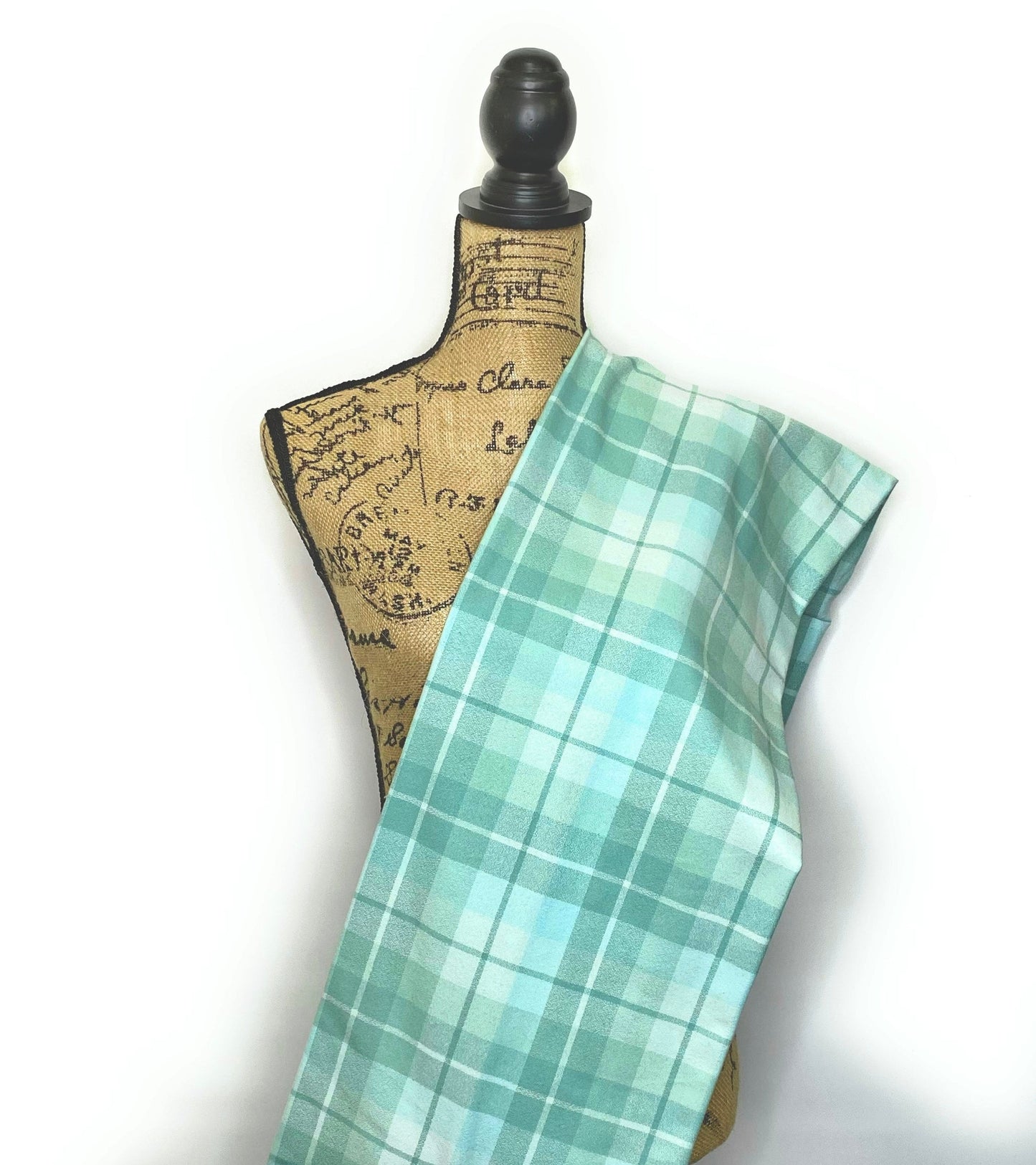 100% Organic Cotton Light Aqua and Minty Green Plaid Infinity and Blanket Scarves - Tampa Home & Garden Store