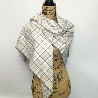 100% Organic Cotton Neutral Shades of Cream, Taupe, and Gray Plaid Infinity and Blanket Scarves - Tampa Home & Garden Store