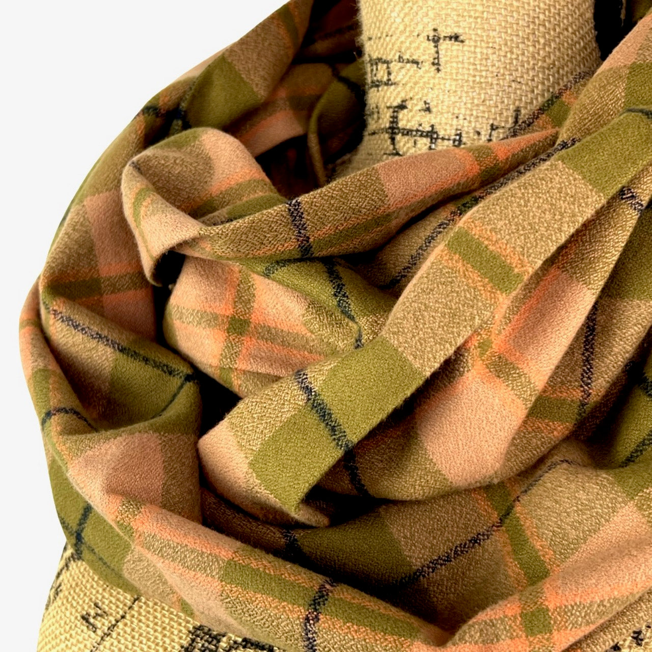 100% Organic Cotton Olive Green and Blush with Salmon and Deep Amethyst Accent Plaid Infinity and Blanket Scarves - Tampa Home & Garden Store
