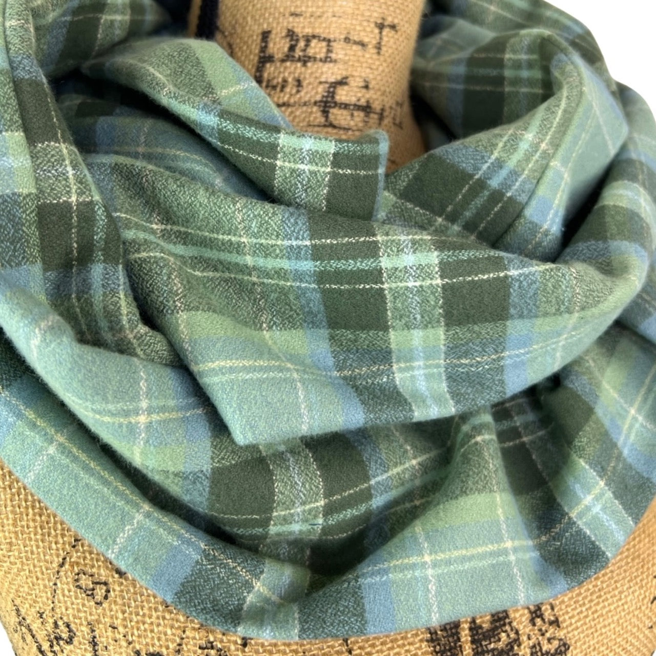 100% Organic Cotton Periwinkle Blue, Dusty Sage, and Olive Green with White Accent Plaid Infinity and Blanket Scarves - Tampa Home & Garden Store