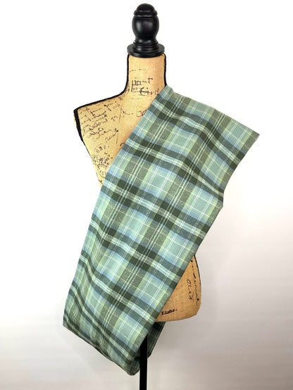 100% Organic Cotton Periwinkle Blue, Dusty Sage, and Olive Green with White Accent Plaid Infinity and Blanket Scarves - Tampa Home & Garden Store