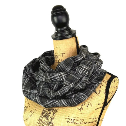 100% Organic Cotton Warm Dark Grey, Black and White Plaid Infinity and Blanket Scarves - Tampa Home & Garden Store