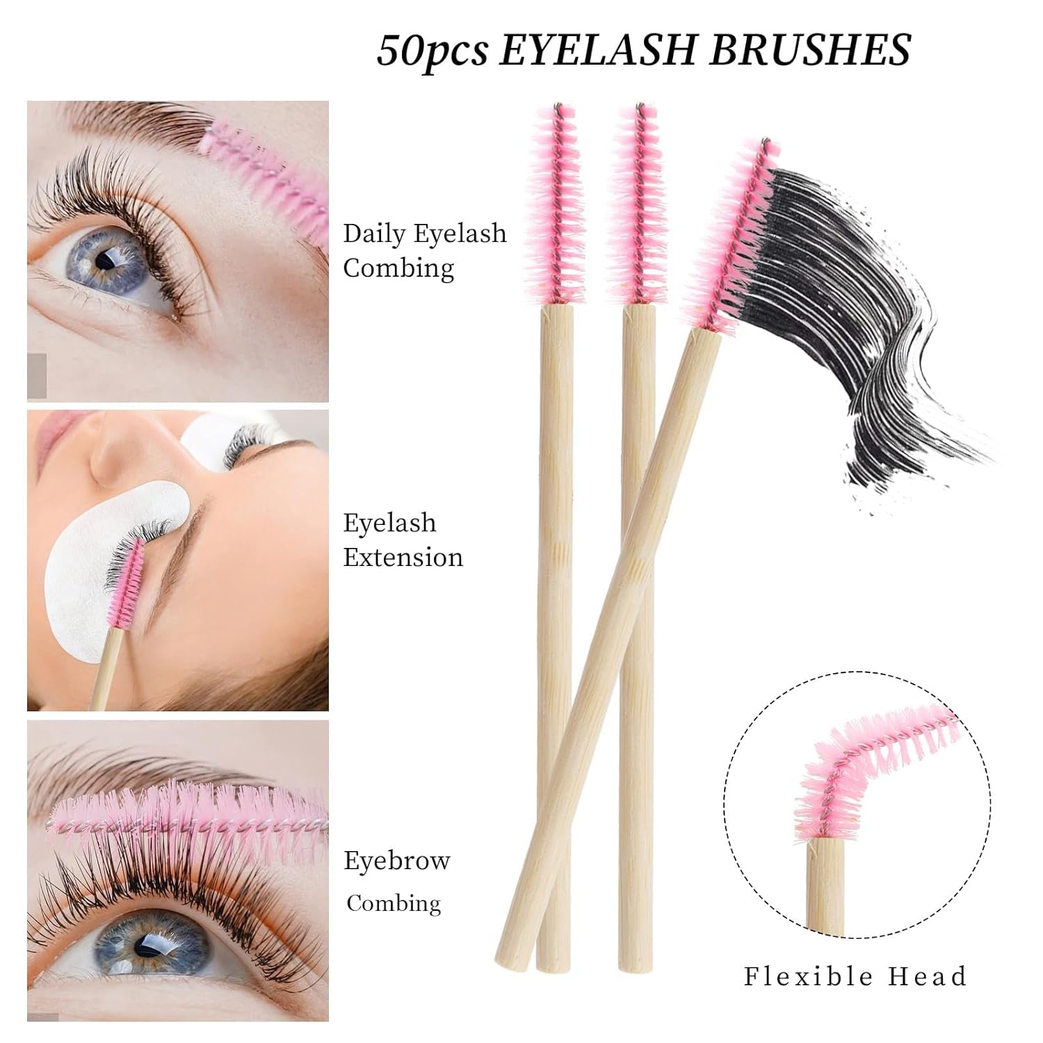 100-Pack Disposable Bamboo Stick Mascara Wands – Eco-Friendly & Convenient - Tampa Home & Garden Store