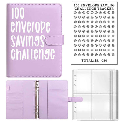 100 Envelope Saving Challenge binder lavender Shaketea with envelope tracker sheet on Tampa Home & Garden Store