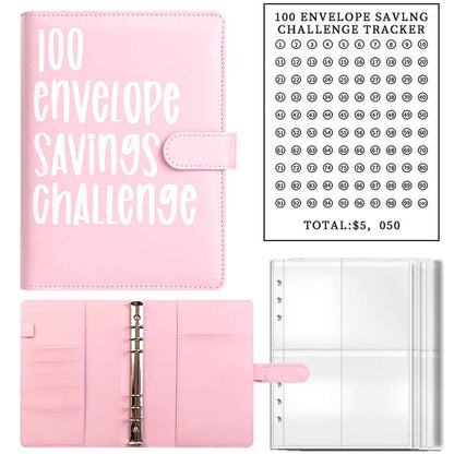 100 Envelope Saving Challenge binder pink by Shaketea with tracker sheet and insert pages on Tampa Home & Garden Store