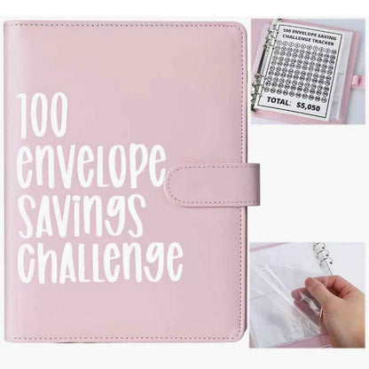 Shaketea pink 100 Envelope Saving Challenge binder with strap closure and tracker insert on Tampa Home & Garden Store