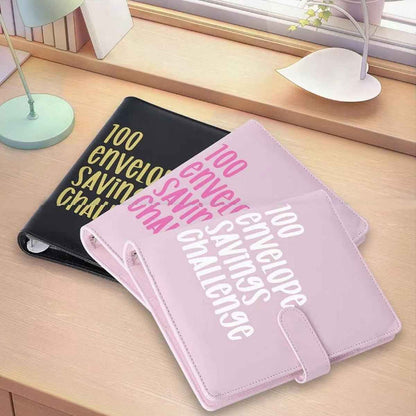 100 Envelope Saving Challenge binder set, Shaketea, black and pastel pink with bold text on Tampa Home & Garden Store