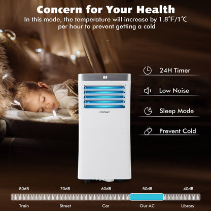 Aire acondicionado portátil de 10.000 BTU con control remoto