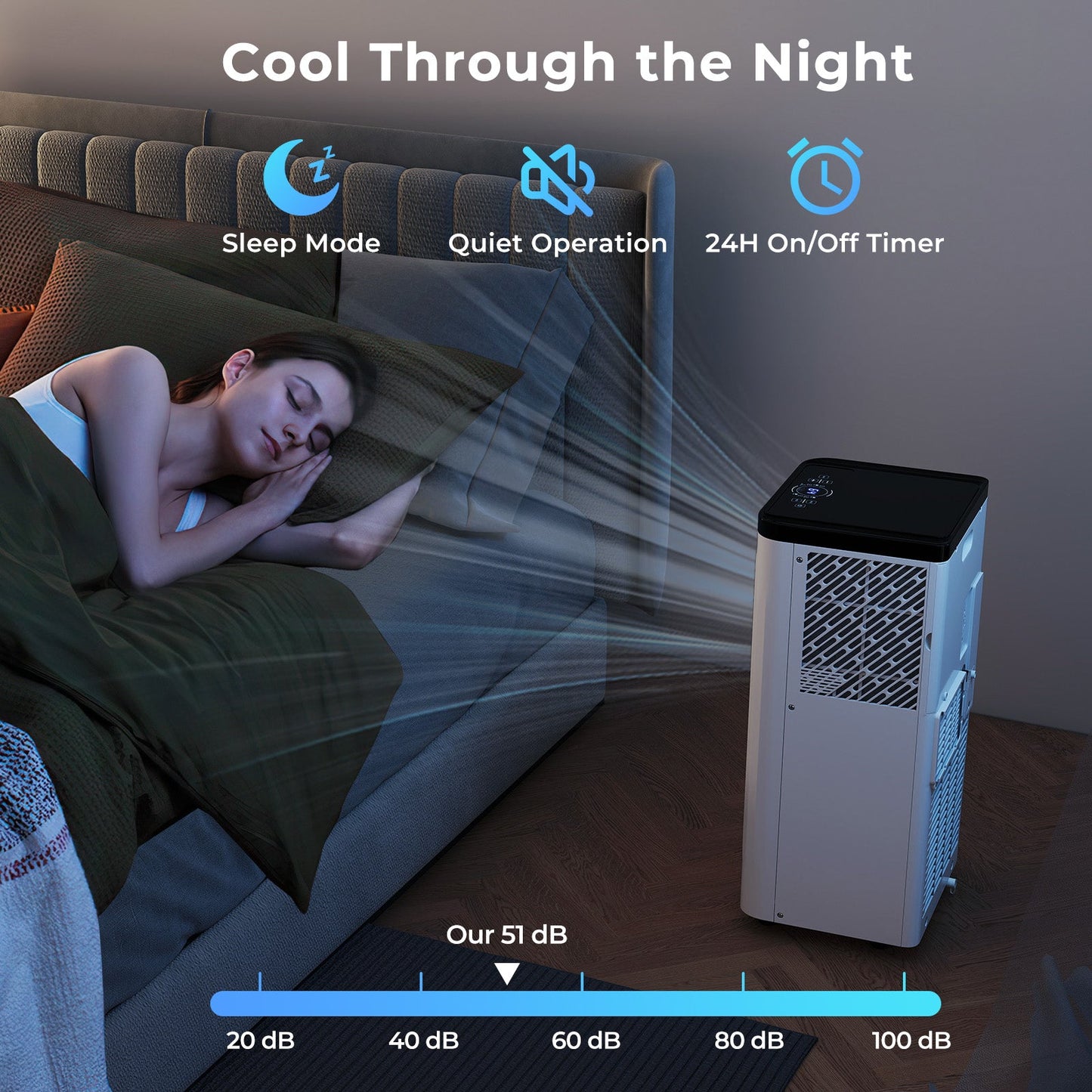 Aire Acondicionado Portátil de 10000 BTU, Unidad de Aire Acondicionado de Piso 3 en 1