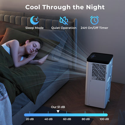 Aire Acondicionado Portátil de 10000 BTU, Unidad de Aire Acondicionado de Piso 3 en 1