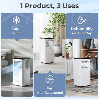 Aire Acondicionado Portátil de 10000 BTU, Unidad de Aire Acondicionado de Piso 3 en 1