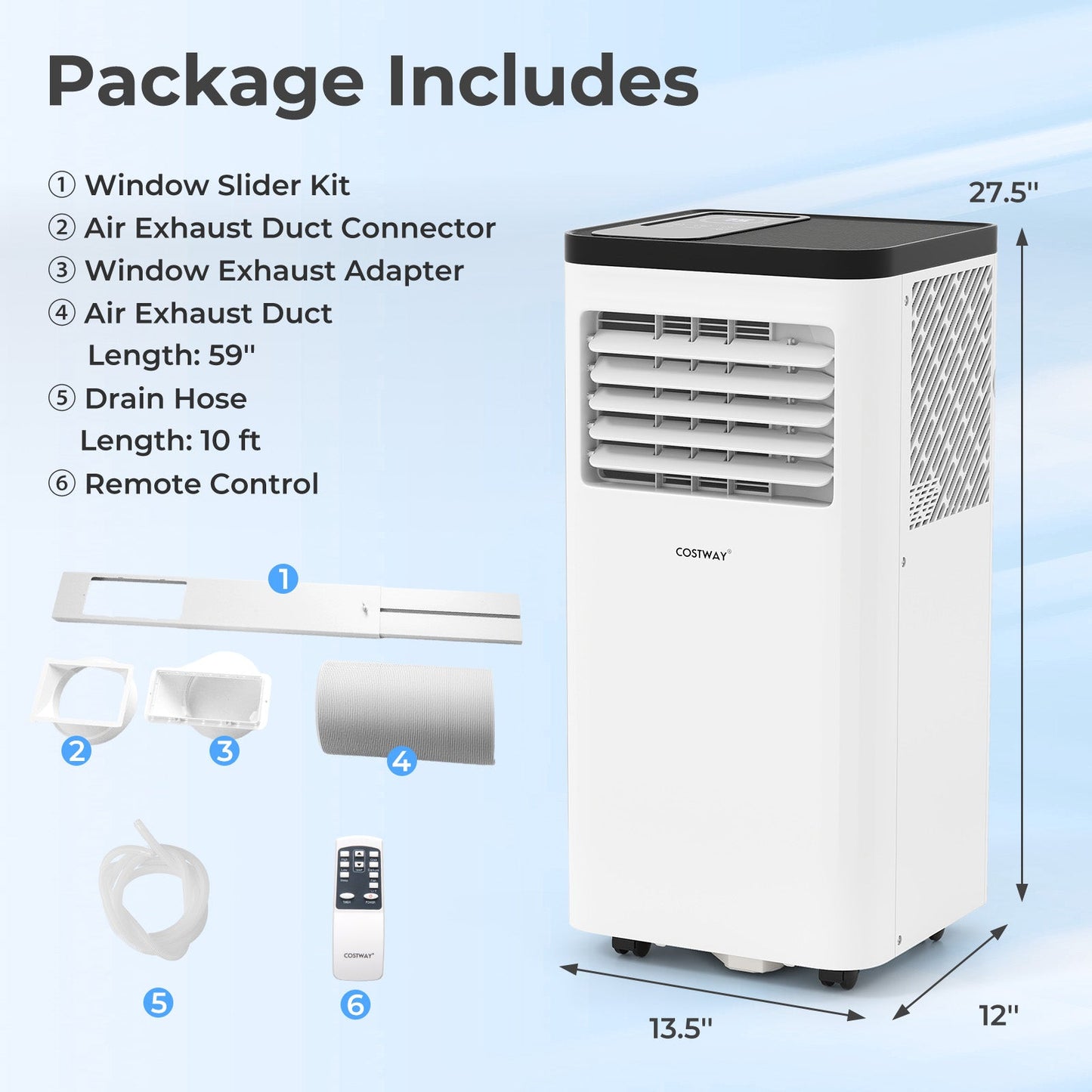 Acondicionador de aire portátil de 8000 BTU, unidad de CA 3 en 1 de piso, ventilador y deshumidificador para habitación