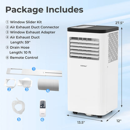 Acondicionador de aire portátil de 8000 BTU, unidad de CA 3 en 1 de piso, ventilador y deshumidificador para habitación