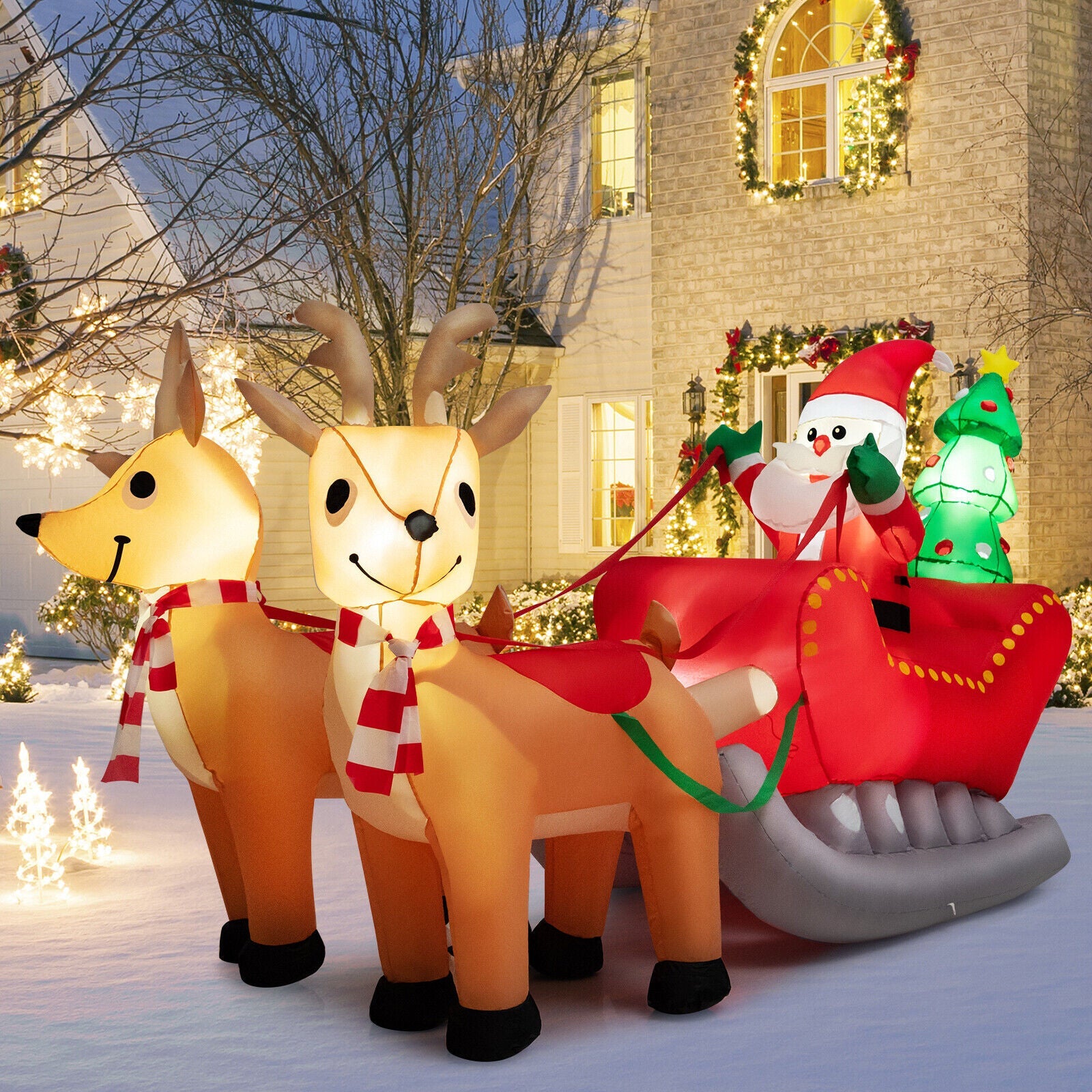 7.2 ft Santa riding red sled with LED lights DirectDeals decor on Tampa Home & Garden Store