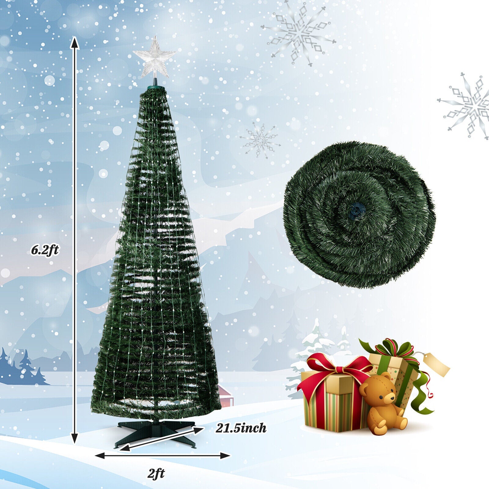 Green 6.2 ft pop-up Christmas tree with 282 RGB LED lights by DirectDeals on Tampa Home & Garden Store