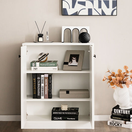 Mueble bajo de almacenamiento de 2 puertas con estante de 3 niveles - Blanco
