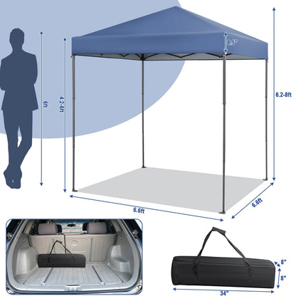 GemGear 6.6x6.6 ft outdoor pop-up canopy with UPF 50+ sun protection, blue canopy, steel frame on Tampa Home & Garden Store