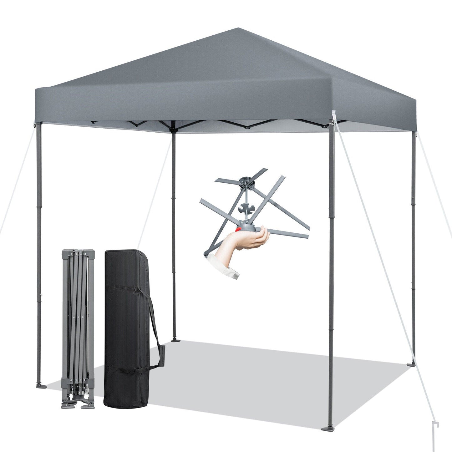 GemGear gray 6.6x6.6 ft pop-up canopy tent with UPF 50+ sun protection on Tampa Home & Garden Store