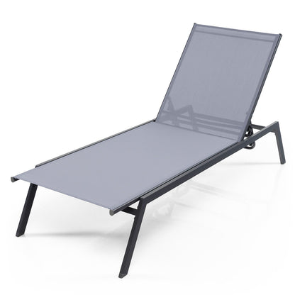 Tumbona reclinable ajustable para exterior con posición horizontal y tejido de secado rápido