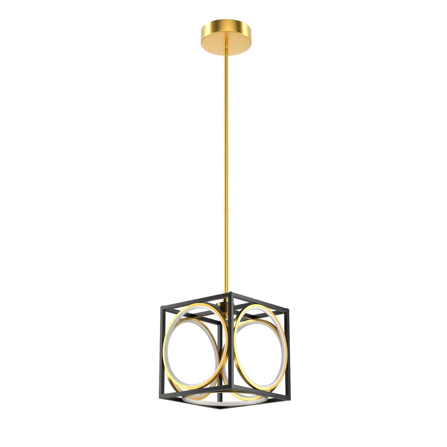 Lámpara colgante LED moderna con suspensor ajustable de 42 pulgadas - Dorada