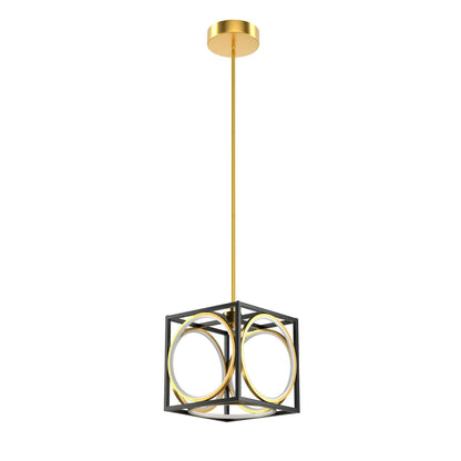 Lámpara colgante LED moderna con suspensor ajustable de 42 pulgadas - Dorada
