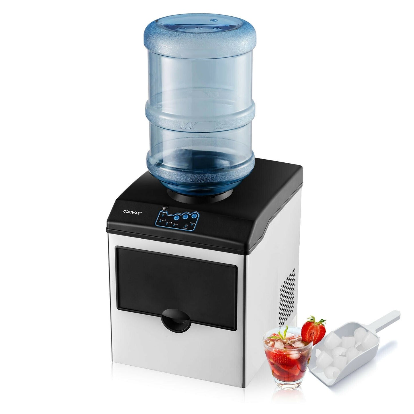 Máquina de hielo y dispensador de agua 2 en 1 de acero inoxidable para encimera