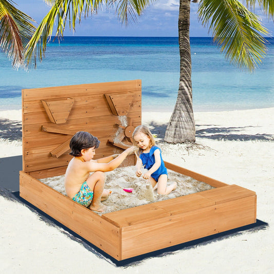 Kids Wooden Square Sandbox with Cover - Tampa Home & Garden Store