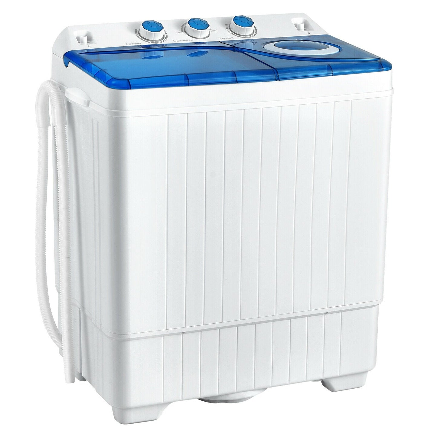 Lavadora semiautomática portátil de doble tina de 26 lb con bomba de drenaje - Azul