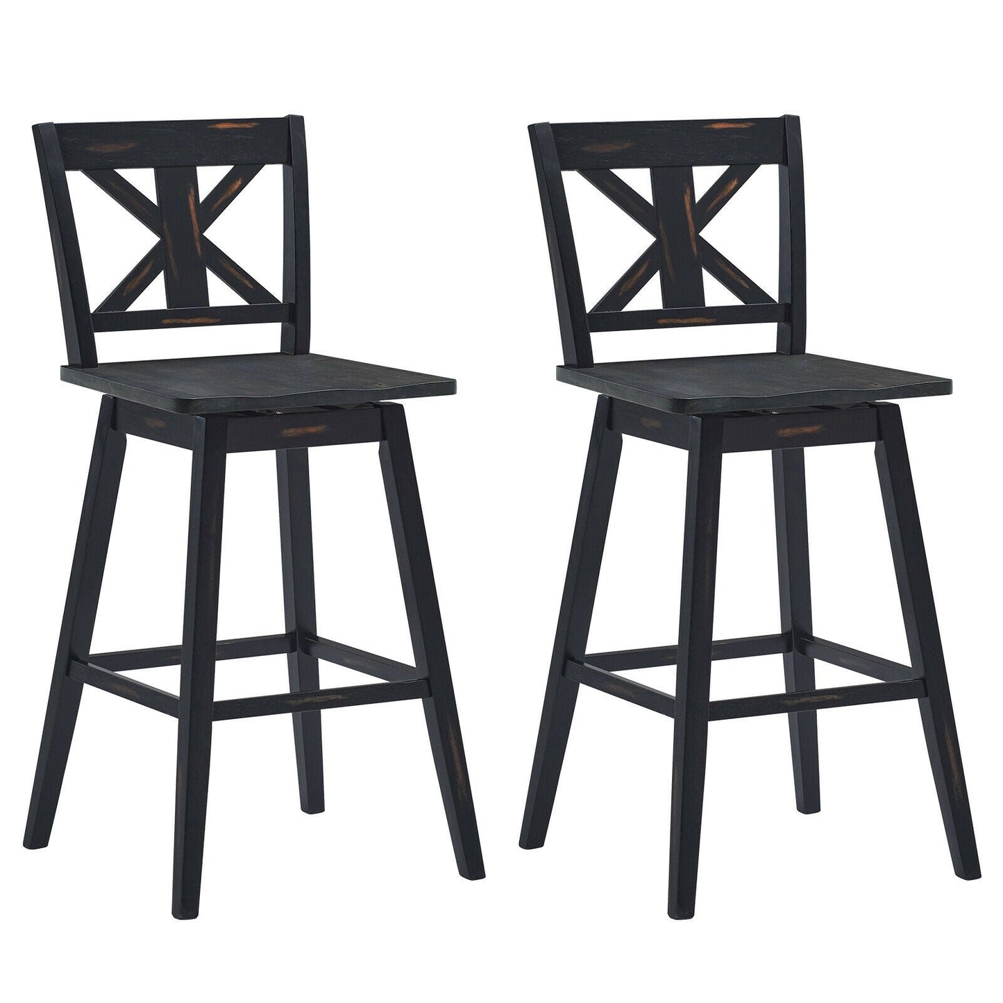 Set of 2 360-Degree Swivel Bar Stools for Home Restaurant