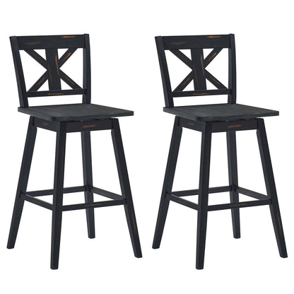 Set of 2 360-Degree Swivel Bar Stools for Home Restaurant