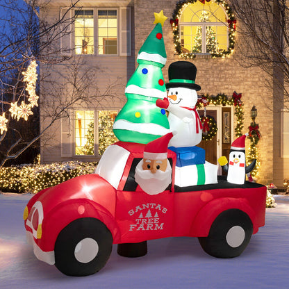 Inflatable Santa Driving a Car and Air Blower