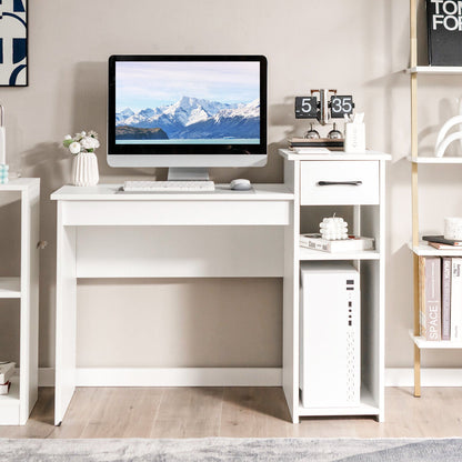 Escritorio para computadora portátil con cajón y estante - Blanco