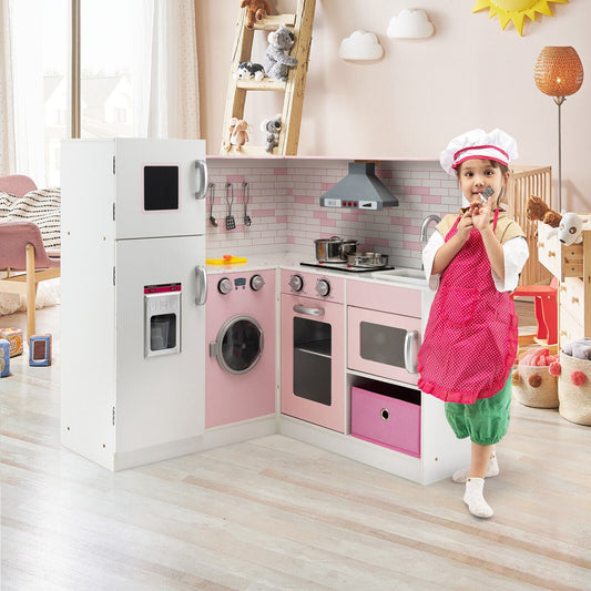 Corner Play Kitchen Wooden Toy Set with Sound and Light - Tampa Home & Garden Store