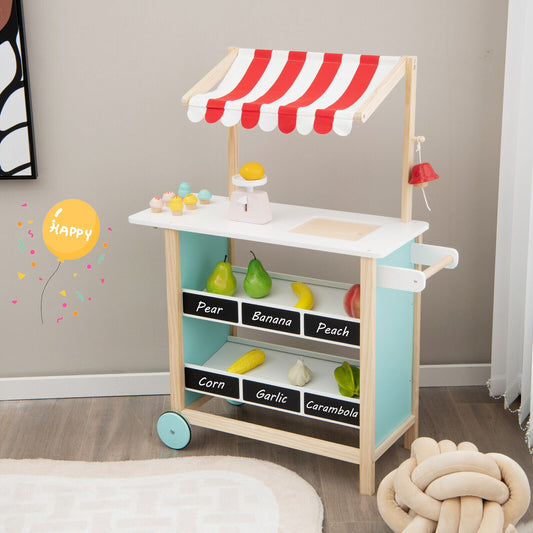 Kids Wooden Ice Cream Cart with Chalkboard and Storage - Tampa Home & Garden Store