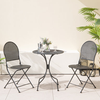 Juego de bistro para patio de 3 piezas, muebles de conversación para exteriores, mesa y silla plegable
