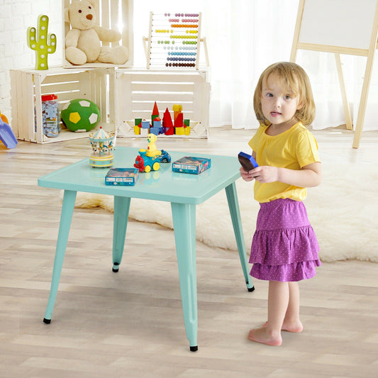 27 Inch Kids Square Steel Table Play Learn Activity Table-Blue - Tampa Home & Garden Store
