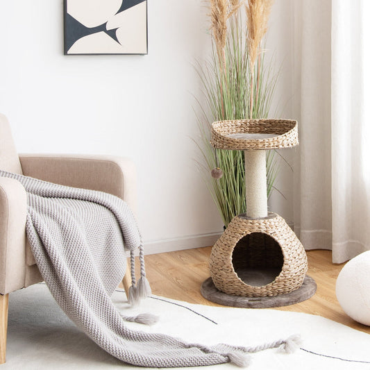 28 Inches Hand-Made Cat Tree Tower with Jump Platform - Tampa Home & Garden Store