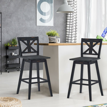 Set of 2 360-Degree Swivel Bar Stools for Home Restaurant