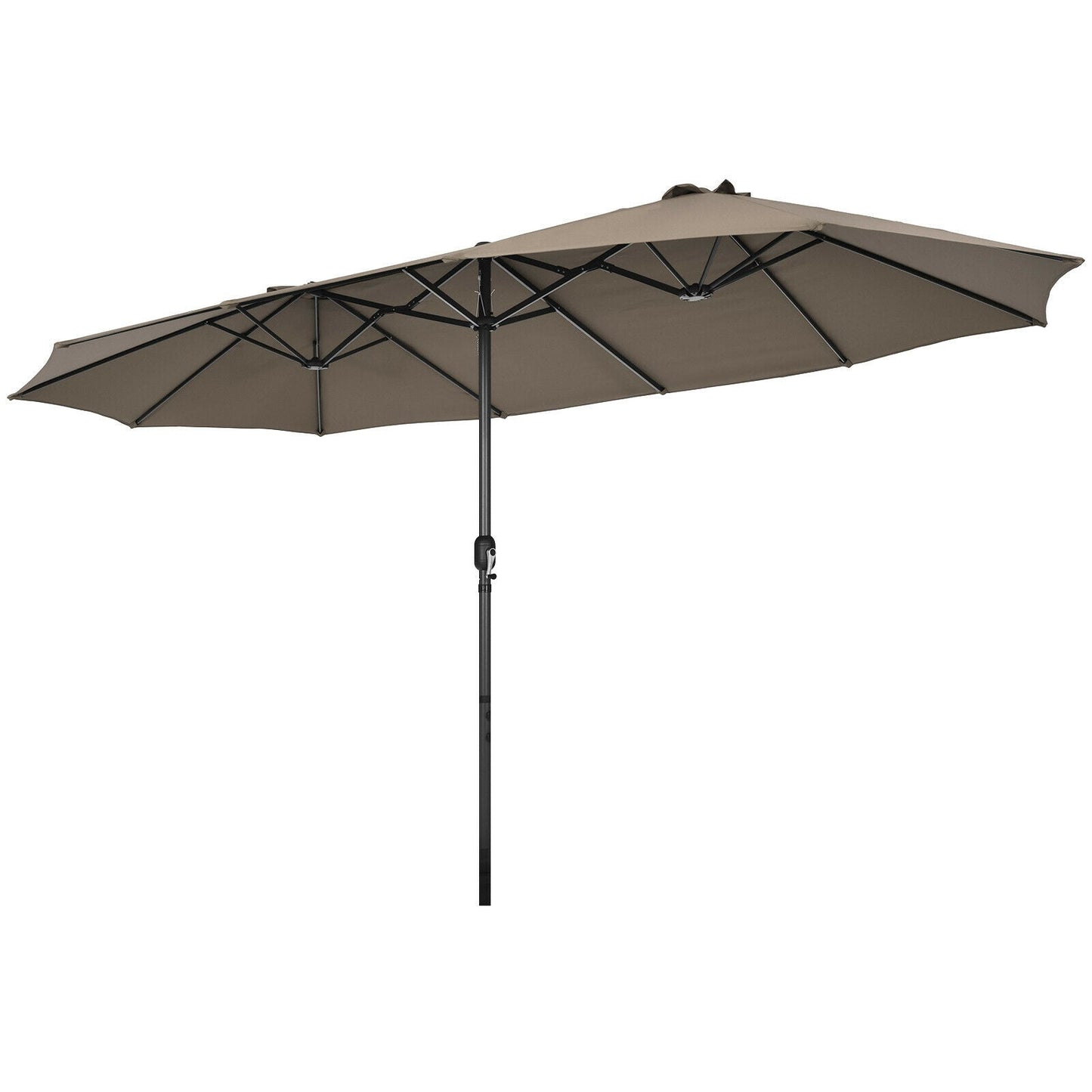 15 Feet Patio Double-Sided Umbrella with Hand-Crank System-Blue