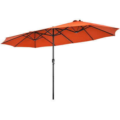 15 Feet Patio Double-Sided Umbrella with Hand-Crank System-Blue