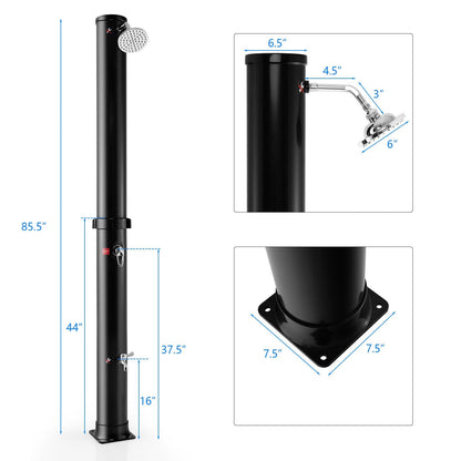 GemGear 7.2 ft solar-heated outdoor shower with black powdercoated post and rotating chrome head on Tampa Home & Garden Store