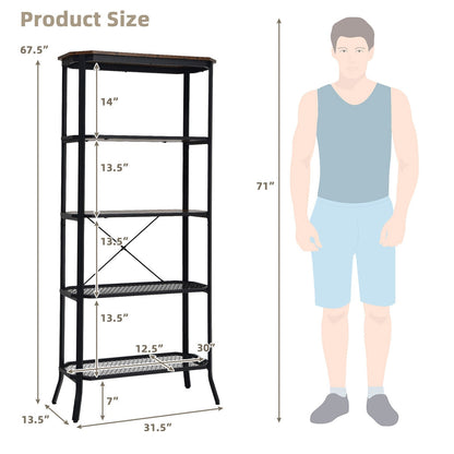 Estantería industrial de 5 niveles con patas extendidas - Marrón rústico