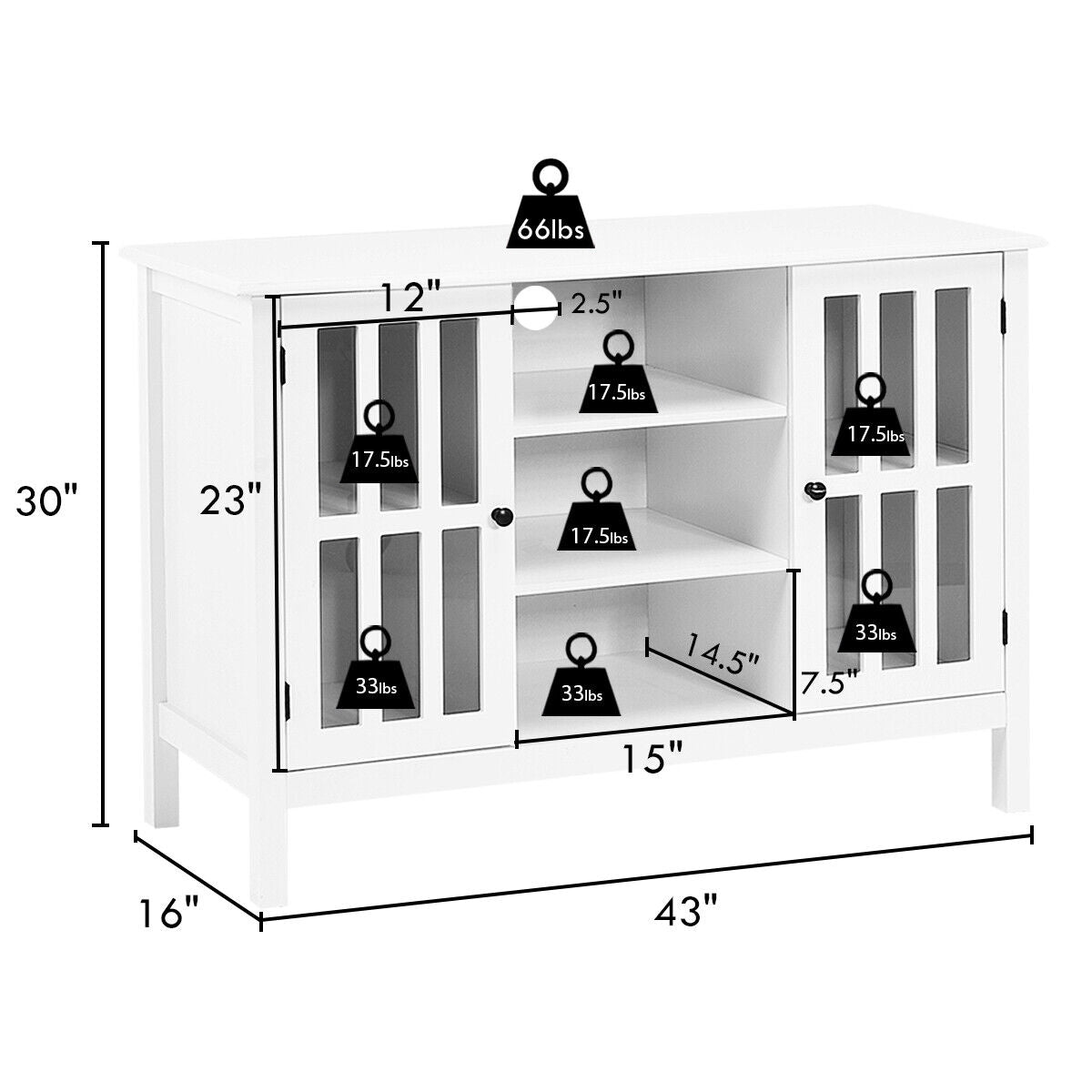 Mueble para TV de madera para televisor de 50 pulgadas - Blanco