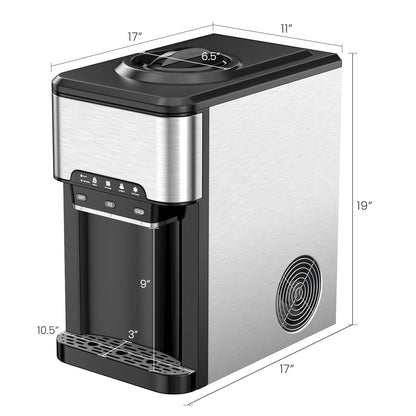 Dispensador de agua 3 en 1 con máquina de hielo incorporada y 3 ajustes de temperatura - Plateado