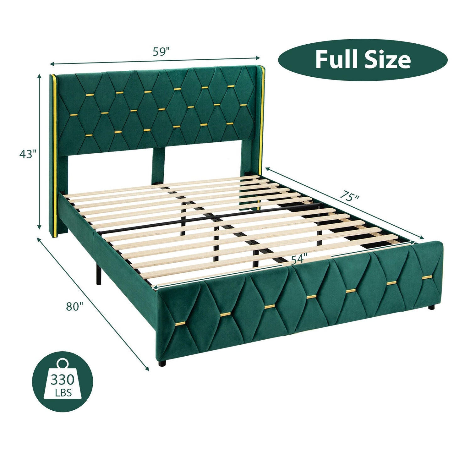 Base de cama de plataforma tapizada tamaño Queen/matrimonial con cabecera ajustable-Matrimonial