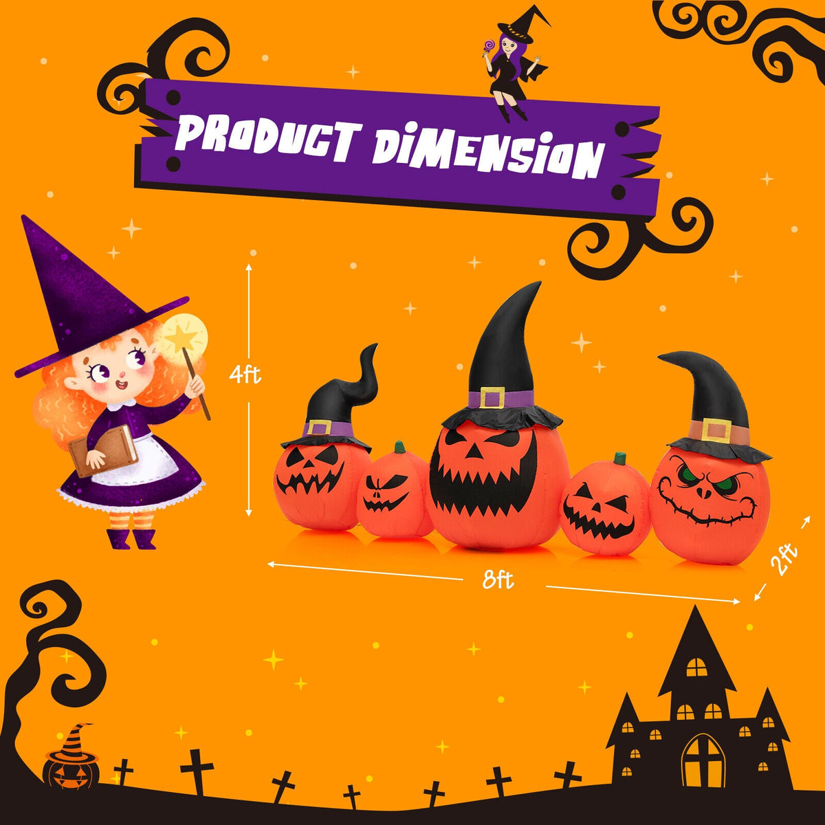 8 ft inflatable pumpkin family yard decoration with LED lights by DirectDeals on Tampa Home & Garden Store
