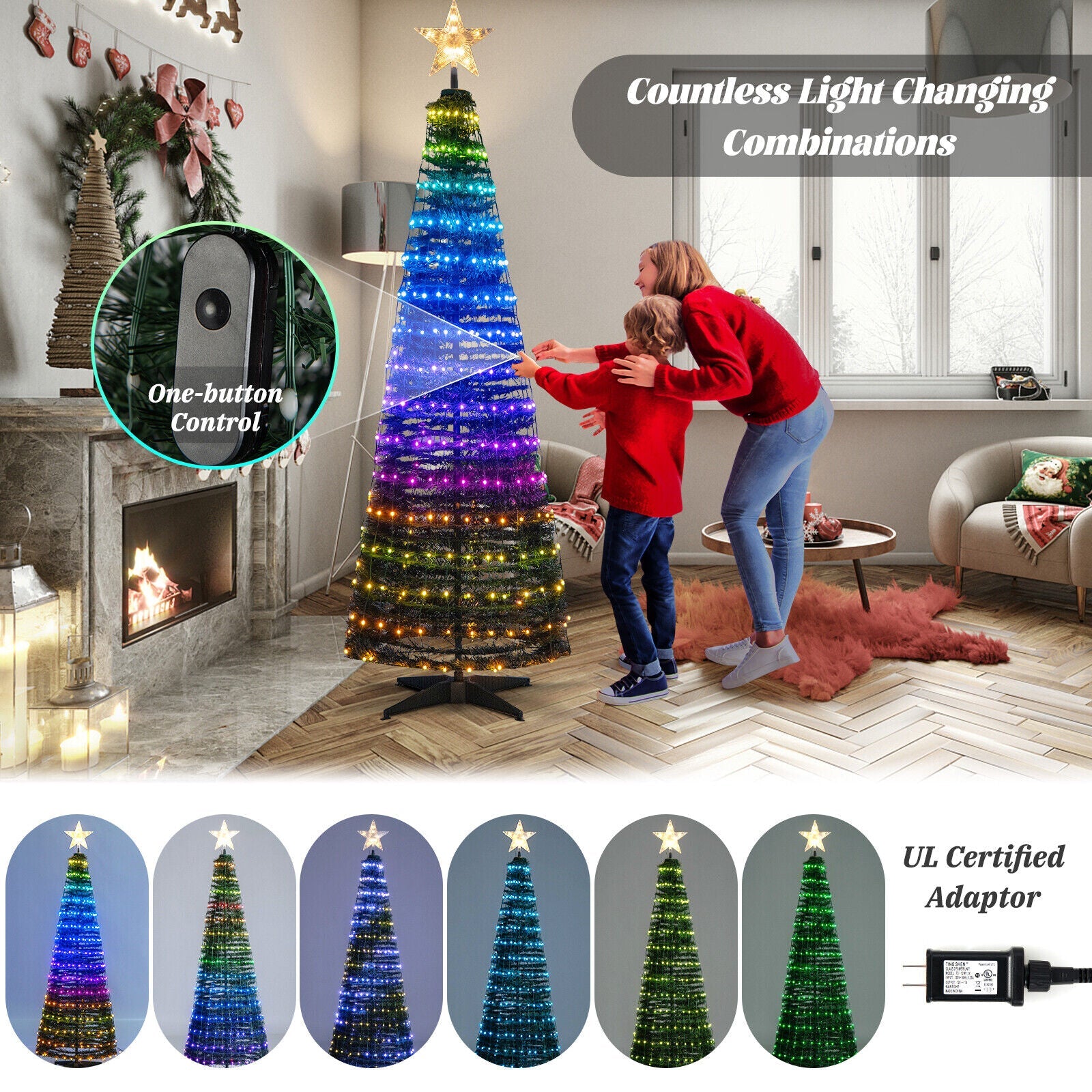 6.2-foot pop-up green artificial Christmas tree with 282 RGB LED lights DirectDeals on Tampa Home & Garden Store