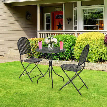 Juego de bistro para patio de 3 piezas, muebles de conversación para exteriores, mesa y silla plegable