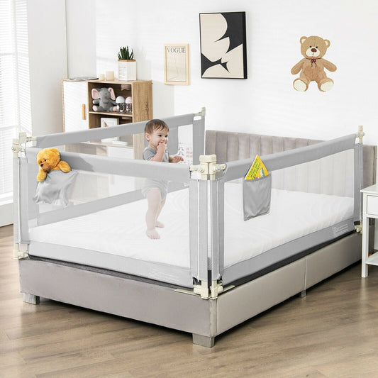69.5 Inches Toddler Bedrail with Anti-Collision Cotton and Side Pocket - Tampa Home & Garden Store