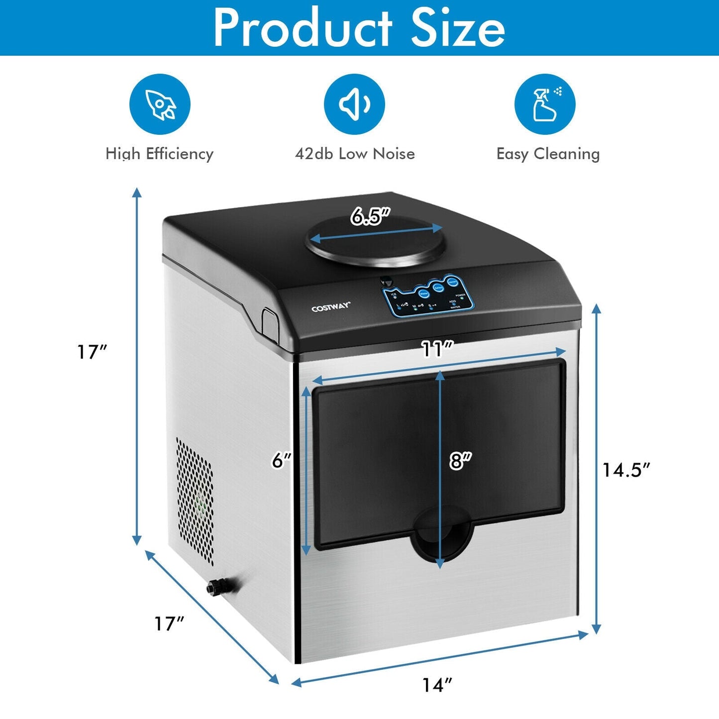 Máquina de hielo y dispensador de agua 2 en 1 de acero inoxidable para encimera